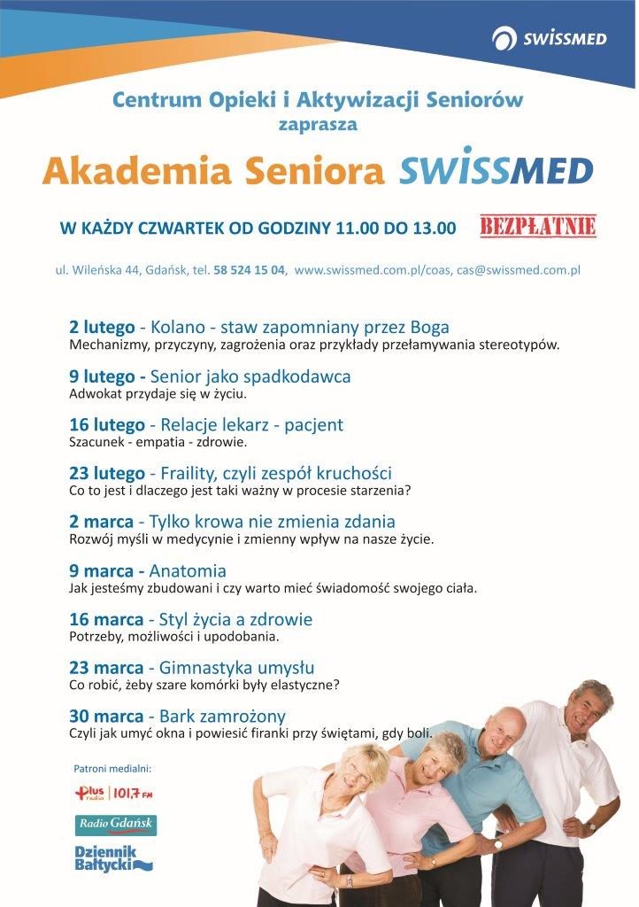 Akademia seniora - plakat z terminami wykładów